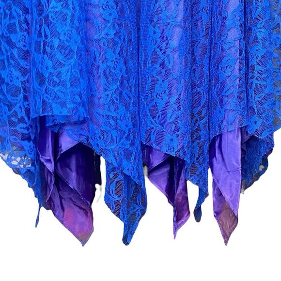 Vintage‎ Lace Prom Dress S 80s Asymmetrical Quinceanera  Fairy Whimsigoth FLAW - Picture 4 of 14